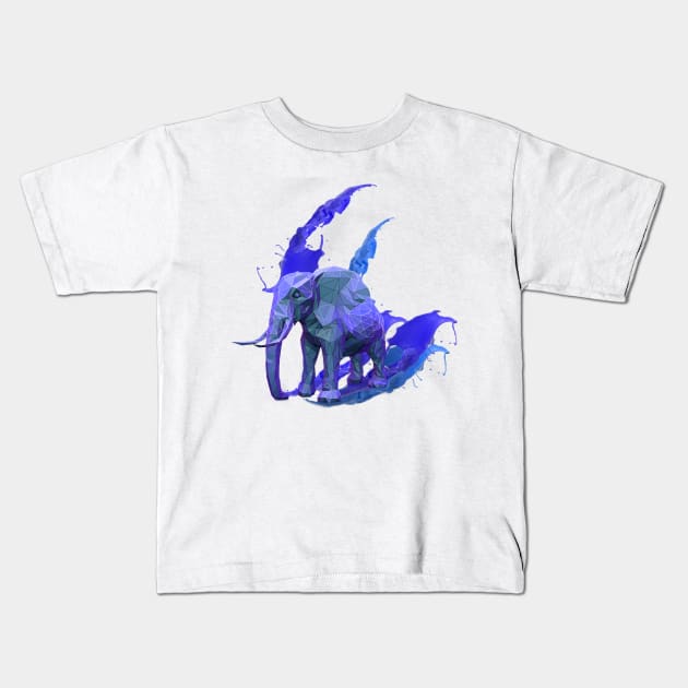 Blue Elephant Kids T-Shirt by Adoryanti